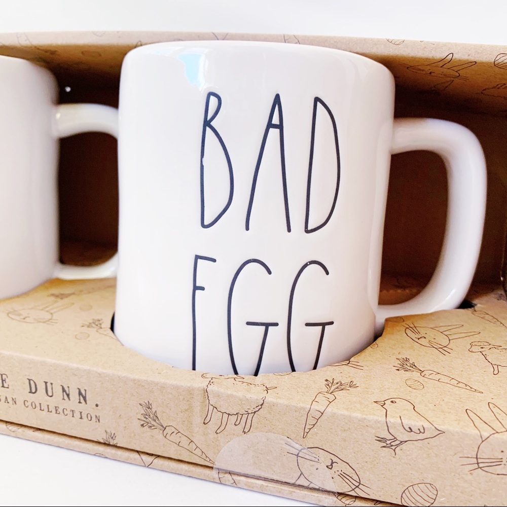 Rae Dunn GOOD EGG BAD EGG Easter Spring Mug Set - Picture 3 of 4